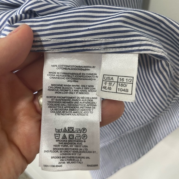 Brooks Brothers Pinstripe Blue White Button Down Shirt - Picture 8 of 8